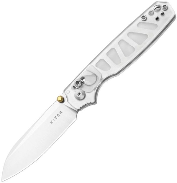 Kizer Pokiman Clutch Lock - Clear Acrylic Sheepsfoot