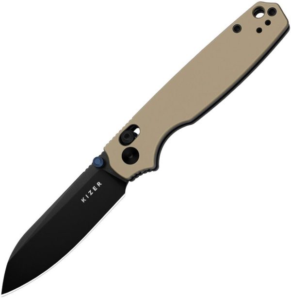 Kizer Pokiman Clutch Lock - Tan Aluminum Sheepsfoot