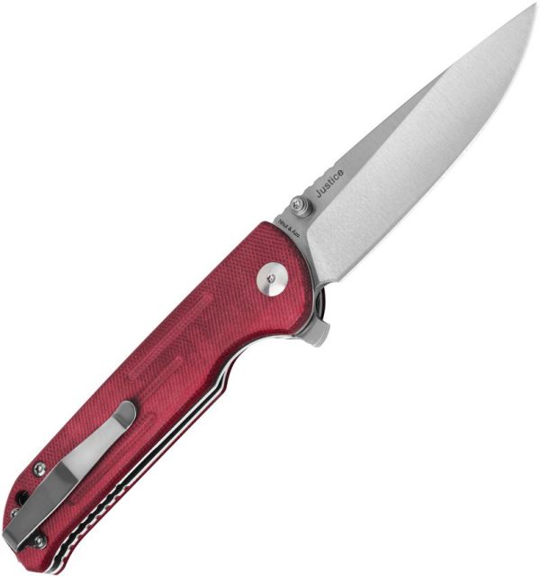 Kizer Justice Linerlock - Red Canvas Micarta