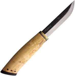 Kellam Wolf Howl Fixed Blade Knife 4" Carbon Steel Curly Birch