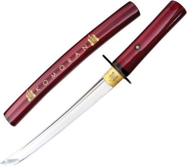 Komoran Red Tanto Sword 12in Stainless - Brass Accents
