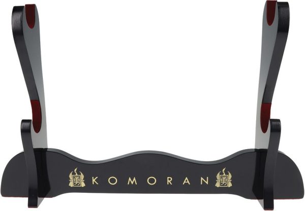 Komoran Two Sword Stand Black Wood - Dual Display