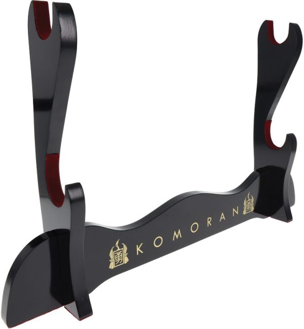 Komoran Two Sword Stand Black Wood - Dual Display