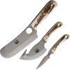 Knives of Alaska Triple Combo Stag D2 Fixed Blade 3-Knife Set