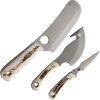 Knives of Alaska Triple Combo Stag D2 Fixed Blade 3-Knife Set