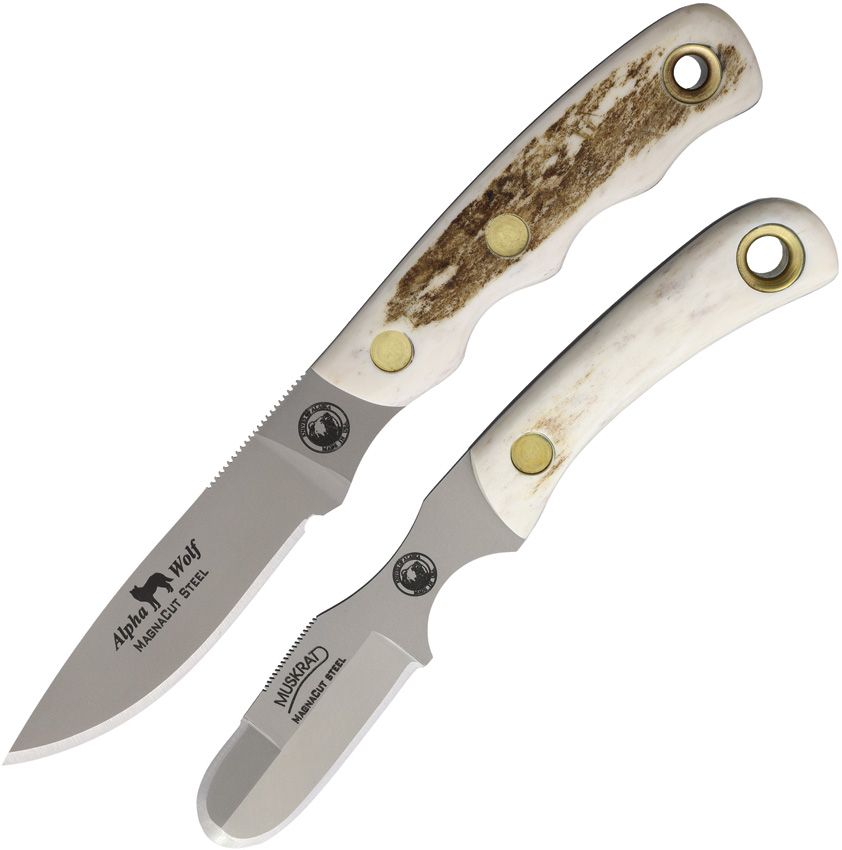 KOA00375FG.jpg Knives Of Alaska Alpha Wolf/Muskrat Combo MagnaCut Fixed Blades w/ Sheath