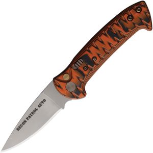Knives Of Alaska Auto Recon Patrol D2 Orange Button Lock