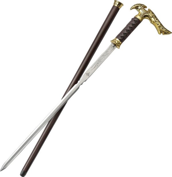 Kit Rae Axios Sword Cane 1045 Carbon Steel Brown Wood Shaft