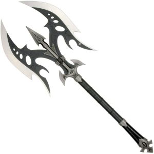Kit Rae Legion Battle Axe 15" Satin Blade Black Leather Handle