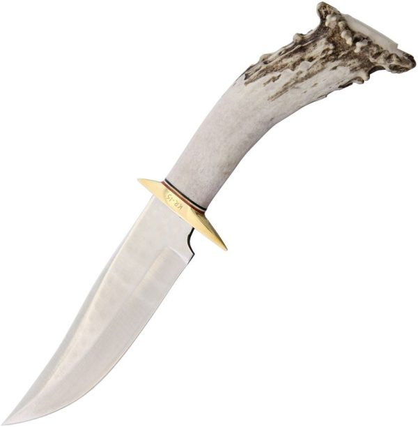 Ken Richardson 5in Bowie Fixed Blade Knife 1085HC Antler Handle