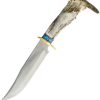 Ken Richardson 8in Bowie Fixed Blade Knife 1085HC Deer Antler