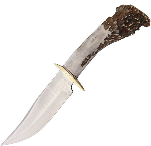 Ken Richardson 6in Bowie Fixed Blade Knife 1085HC Antler Handle