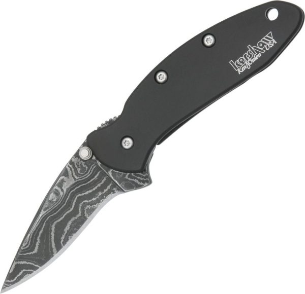 KS1600DAMBK.jpg Kershaw Chive Framelock Damascus Folding Knife Assisted Open