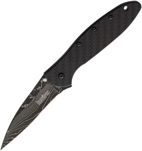 KS1660CFDAM.jpg Kershaw Leek Damascus Carbon Fiber Assisted Folding Knife