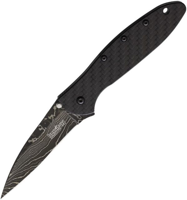 KS1660CFDAM.jpg Kershaw Leek Damascus Carbon Fiber Assisted Folding Knife