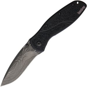 Kershaw Blur Linerlock Damascus Steel Folding Knife Black