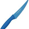 Kai USA 5.63" Multi-Utility Knife Blue Handle Partially Serrated