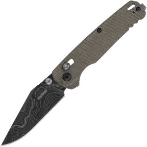 Kershaw Bel Air DuraLock Damascus Folding Knife Green Micarta