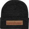 Kershaw Gray Beanie With Faux Leather Patch