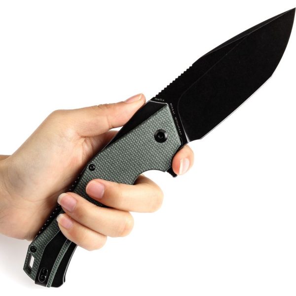 Kansept Hellx Framelock D2 Green Micarta