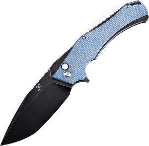 Kansept Hellx Framelock D2 Blue Micarta Folding Knife
