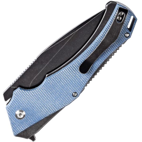 Kansept Hellx Framelock D2 Blue Micarta Folding Knife