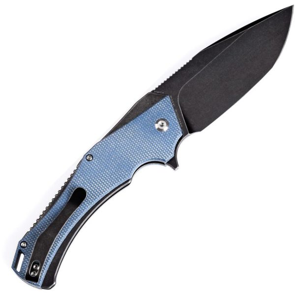 Kansept Hellx Framelock D2 Blue Micarta Folding Knife