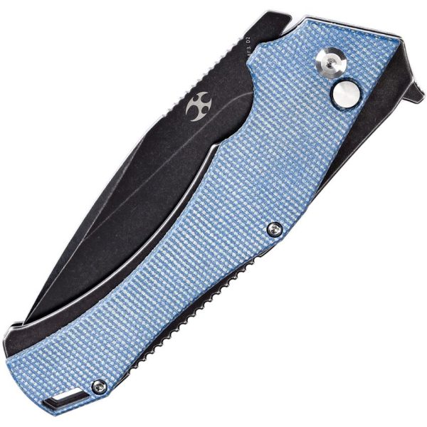 Kansept Hellx Framelock D2 Blue Micarta Folding Knife