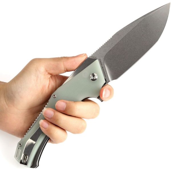 Kansept Hellx Framelock D2 Jade G10 Folding Knife