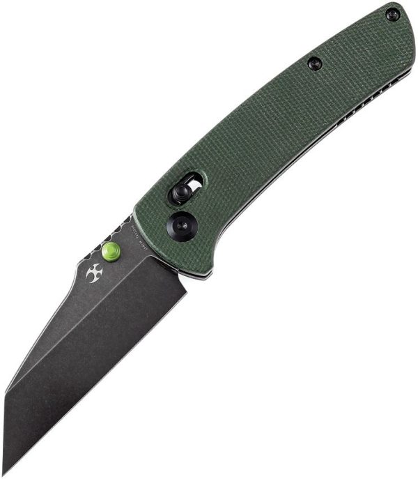 Kansept Main Street Crosslock Green Canvas Micarta Folding Knife