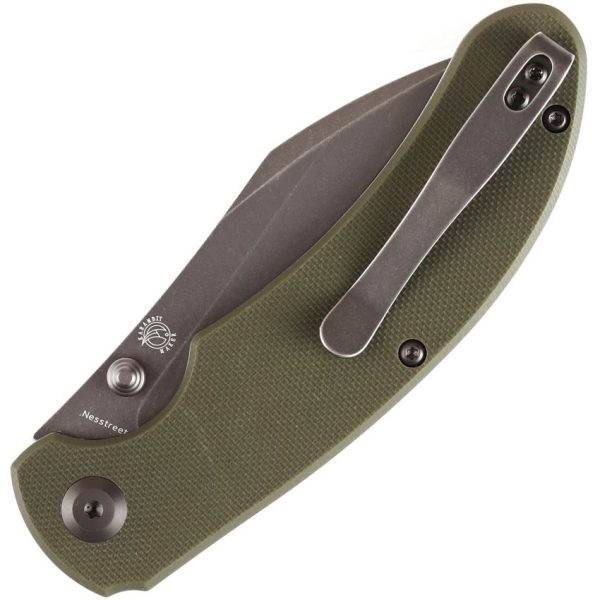 Kansept Nesstreet Linerlock Olive G10 Coated Blade