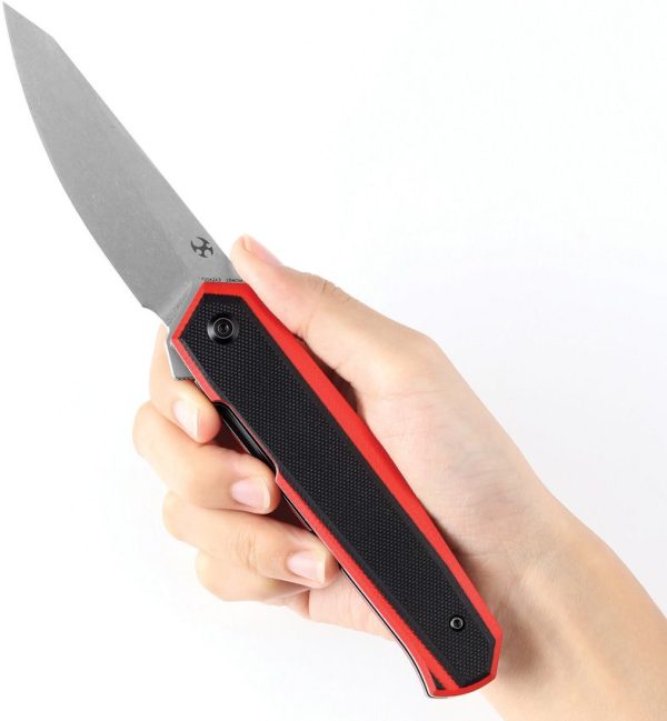 Kansept Integra Linerlock Black/Red G10 Extended Tang