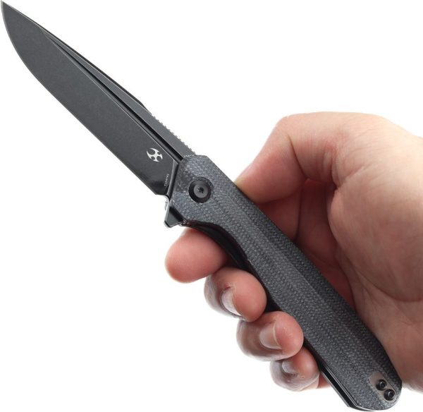 Kansept Qilin Linerlock Black Micarta Drop Point