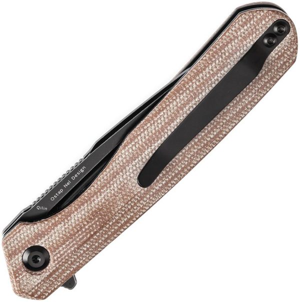 Kansept Qilin Linerlock Drop Point - Brown Micarta