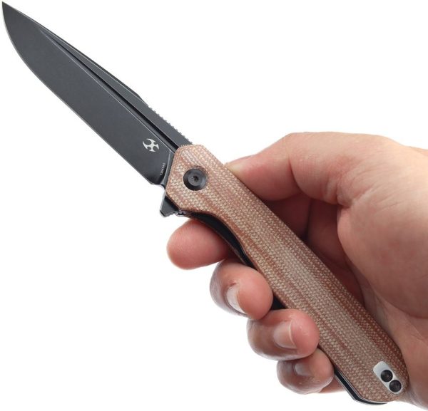 Kansept Qilin Linerlock Drop Point - Brown Micarta