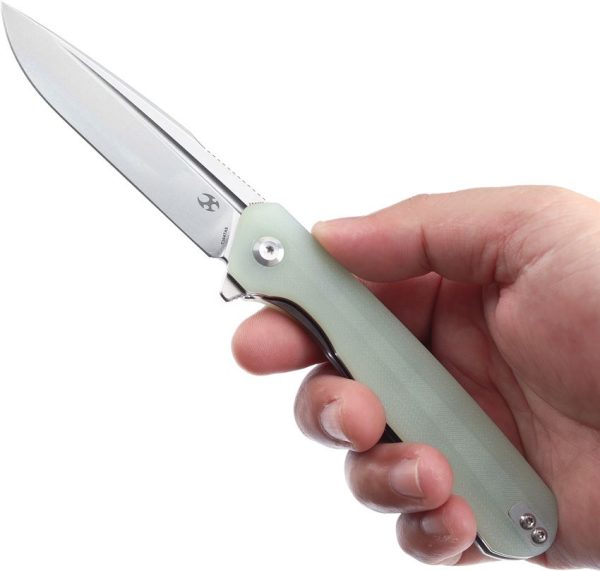 Kansept Qilin Linerlock Drop Point - Jade G10