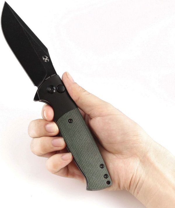 Kansept Shikari SBL Button Lock Green Micarta