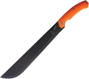 Katz Small Machete 14" Black Stainless Fixed Blade Orange Handle