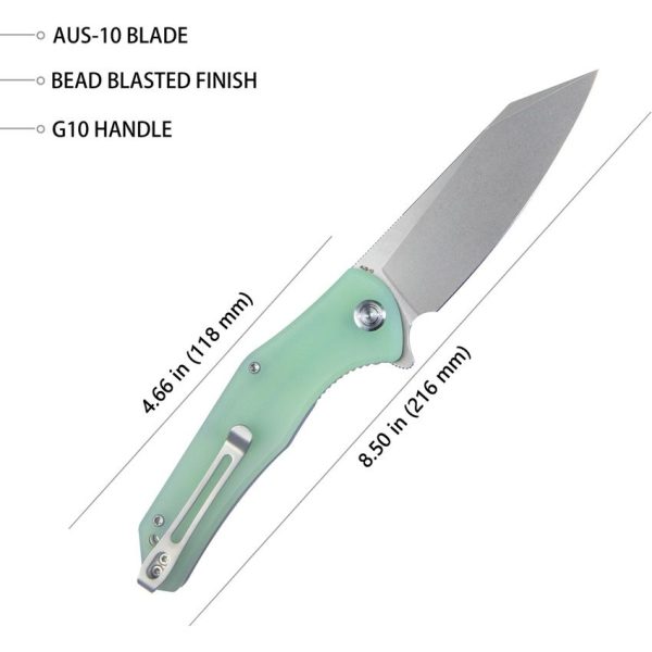 Kubey Flash Linerlock Jade G10 D2 Folding Knife