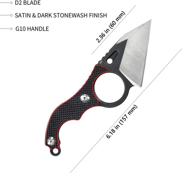 Kubey Hippocam EDC Fixed Blade Black Red G10