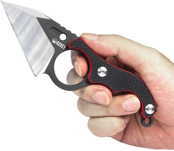 Kubey Hippocam EDC Fixed Blade Black Red G10