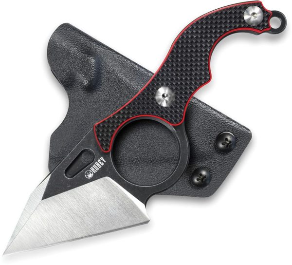 Kubey Hippocam EDC Fixed Blade Black Red G10