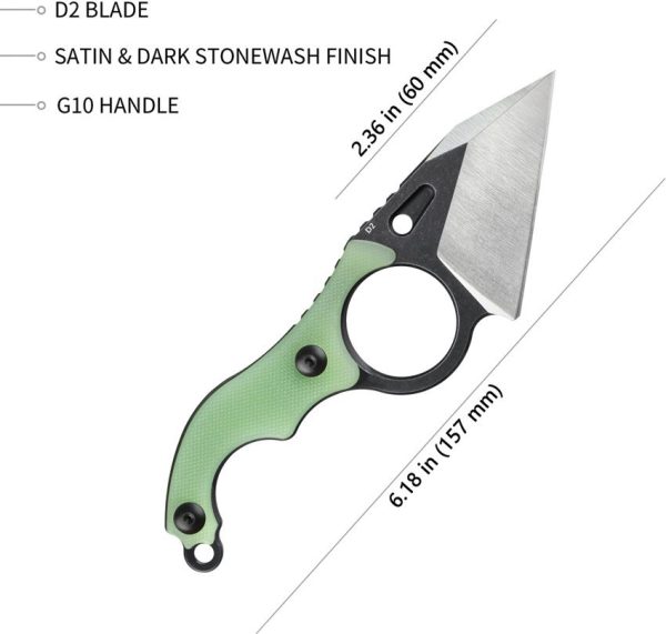 Kubey Hippocam EDC Fixed Blade Jade G10