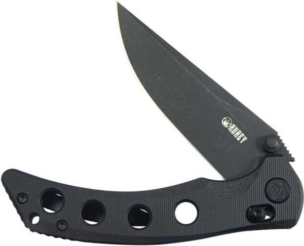 Kubey Hound Crossbar Lock Black Stonewash Blade