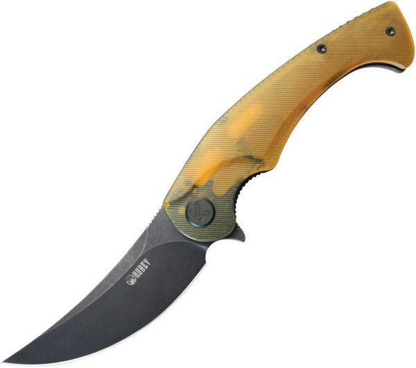 KUB173H.jpg Kubey Scimitar Linerlock Ultem Black Blade Knife