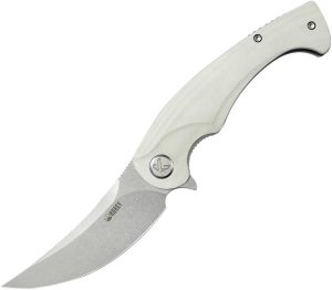 KUB173I.jpg Kubey Scimitar Linerlock White G10 Handle Knife