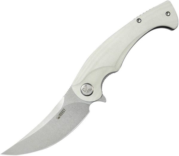 KUB173I.jpg Kubey Scimitar Linerlock White G10 Handle Knife