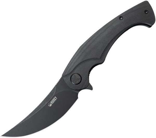 KUB173L.jpg Kubey Scimitar Linerlock Black AUS-10A Folding Knife