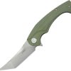 KUB175A.jpg Kubey Scimitar Tanto Linerlock OD Green Folding Knife