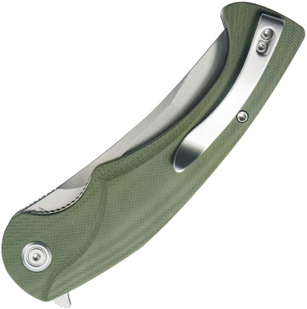 KUB175A_add_01.jpg Kubey Scimitar Tanto Linerlock OD Green Folding Knife